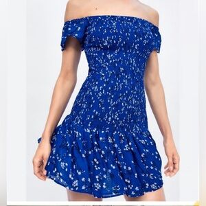 Blue floral print Zara summer mini dress